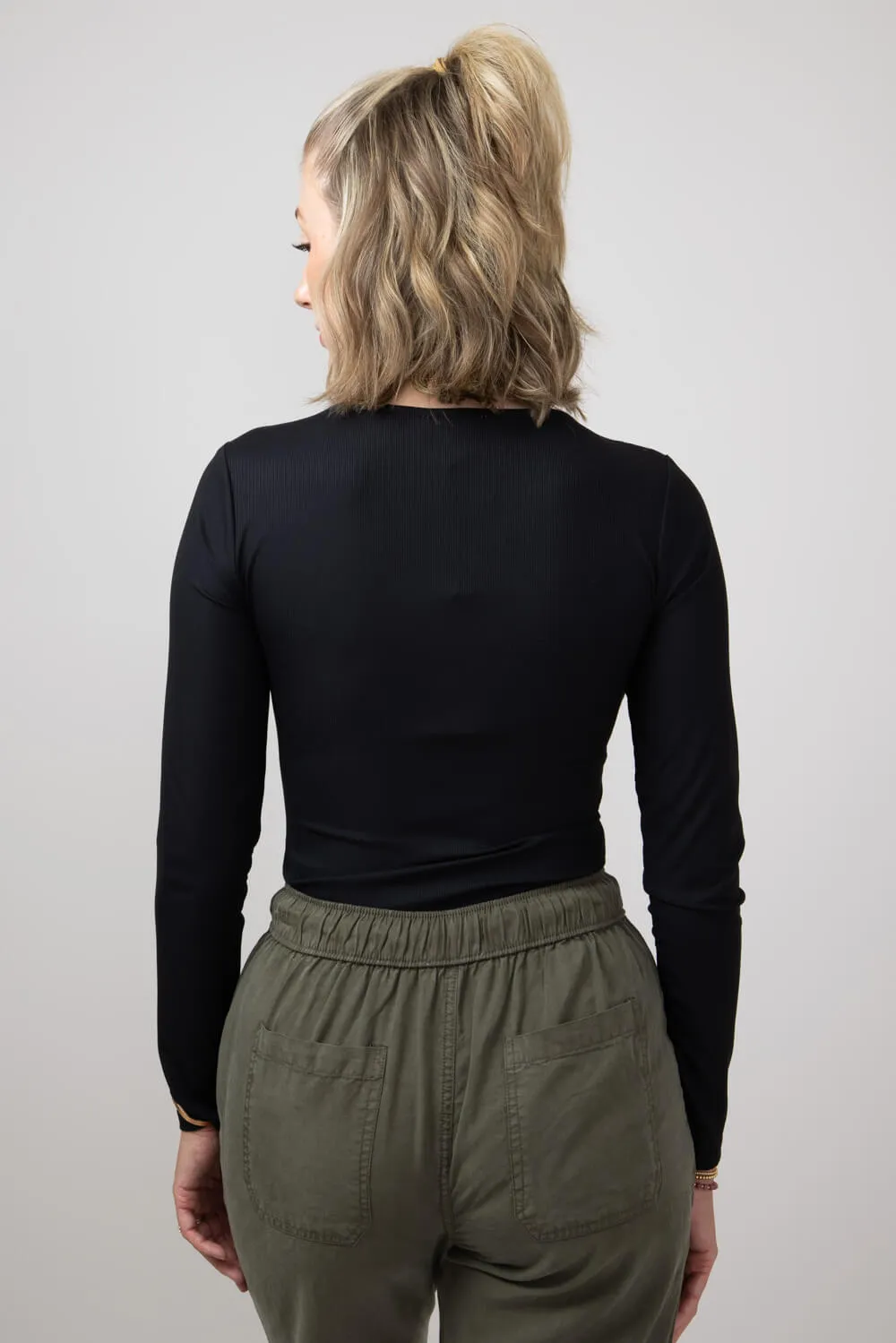 Long Sleeve Bodysuit for Women in Black | UT3067-BLACK sold by Glik’s product image thumbnail 2