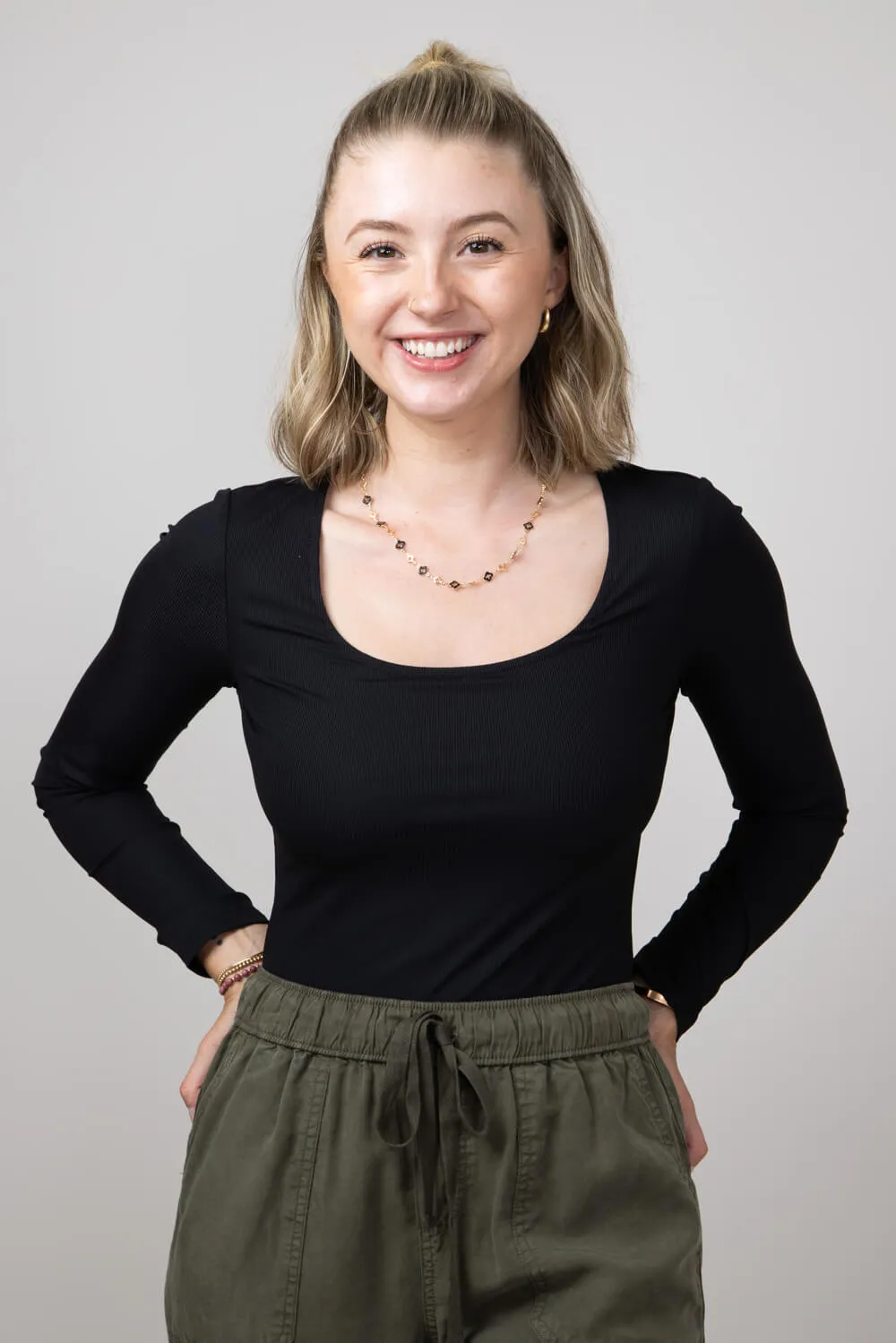 Long Sleeve Bodysuit for Women in Black | UT3067-BLACK sold by Glik’s product image thumbnail 4