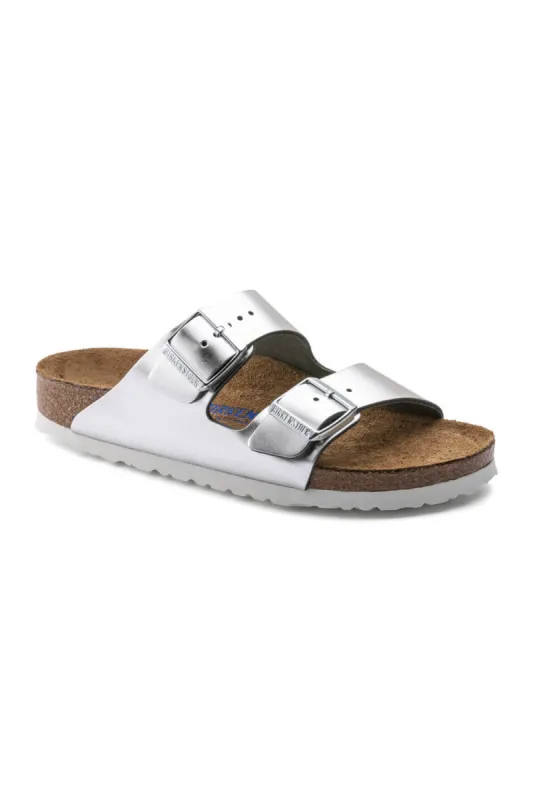 Birkenstock Arizona Soft Footbed Sandals for Women in Metallic Silver | 1005961 sold by Glik’s