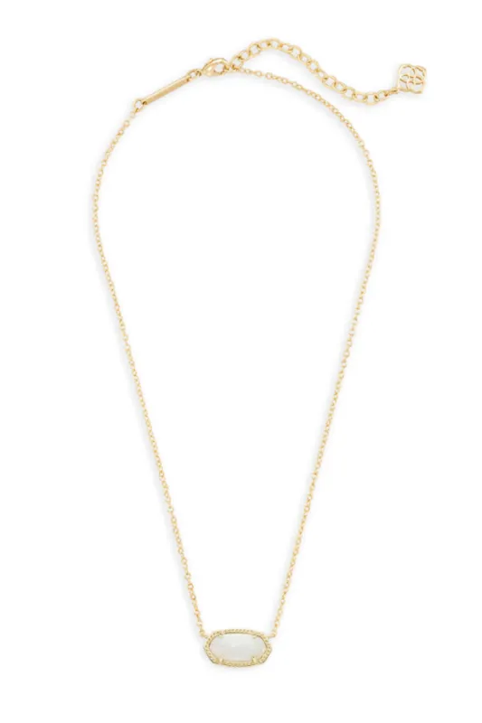 Kendra Scott Elisa Gold Pendant Necklace in White Kyocera Opal | 4217714170 sold by Glik’s