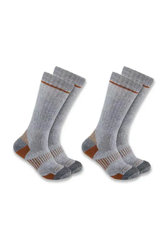 Carhartt Midweight Wool Blend 2 Pack Boot Socks for Men in Grey | SB2072-MGREY sold by Glik’s