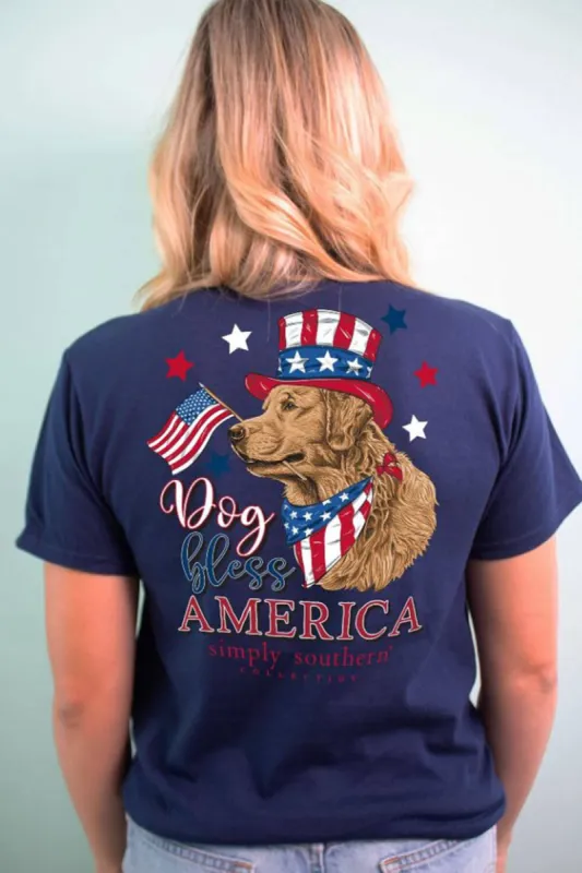 Simply Southern Dog Loves America T-Shirt for Women in Blue | SS-AMERICA-NAVY sold by Glik’s