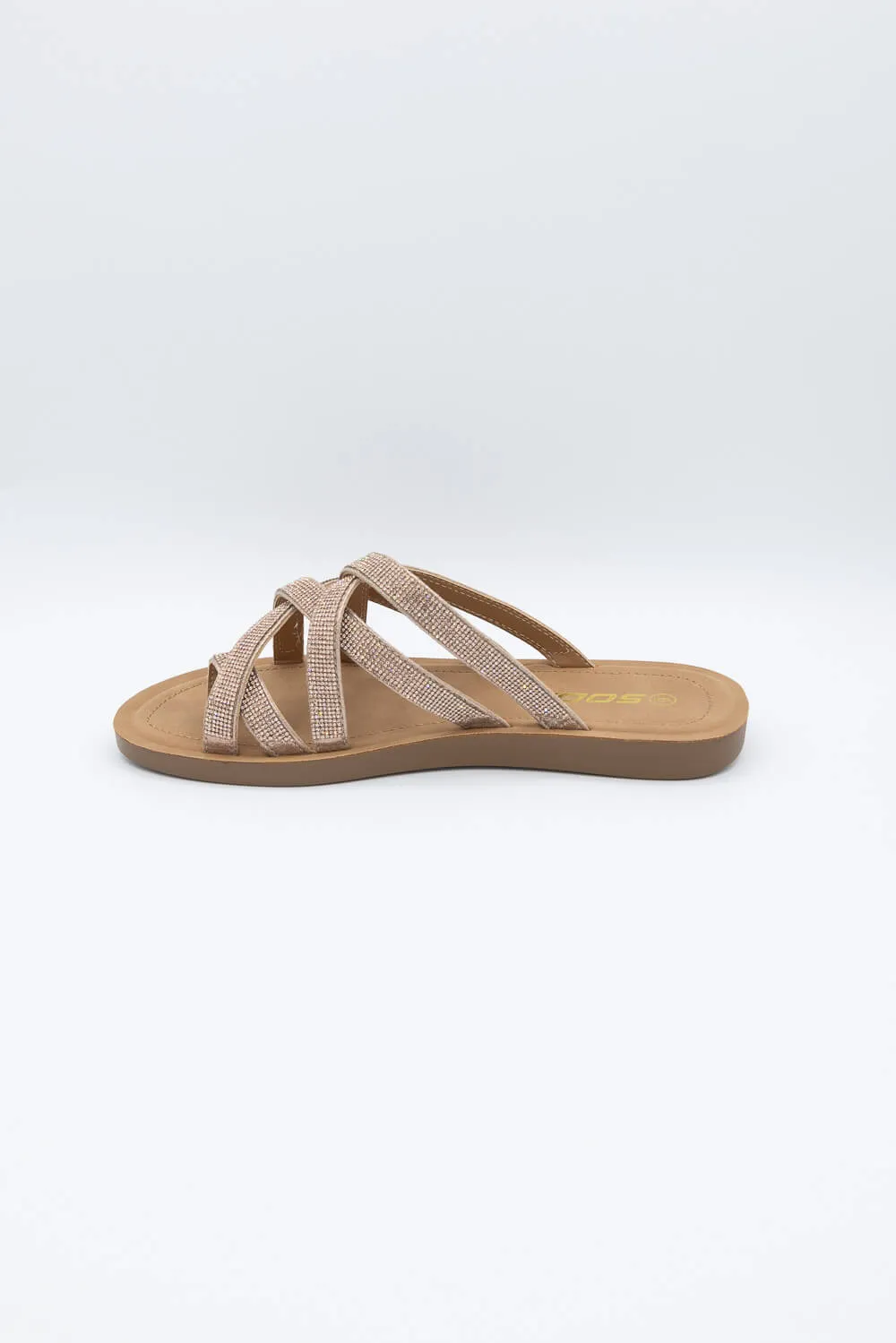 Soda Step Up Strappy Rhinestone Slides for Women in Brown | STEPUP-S PENNY sold by Glik’s product image thumbnail 5
