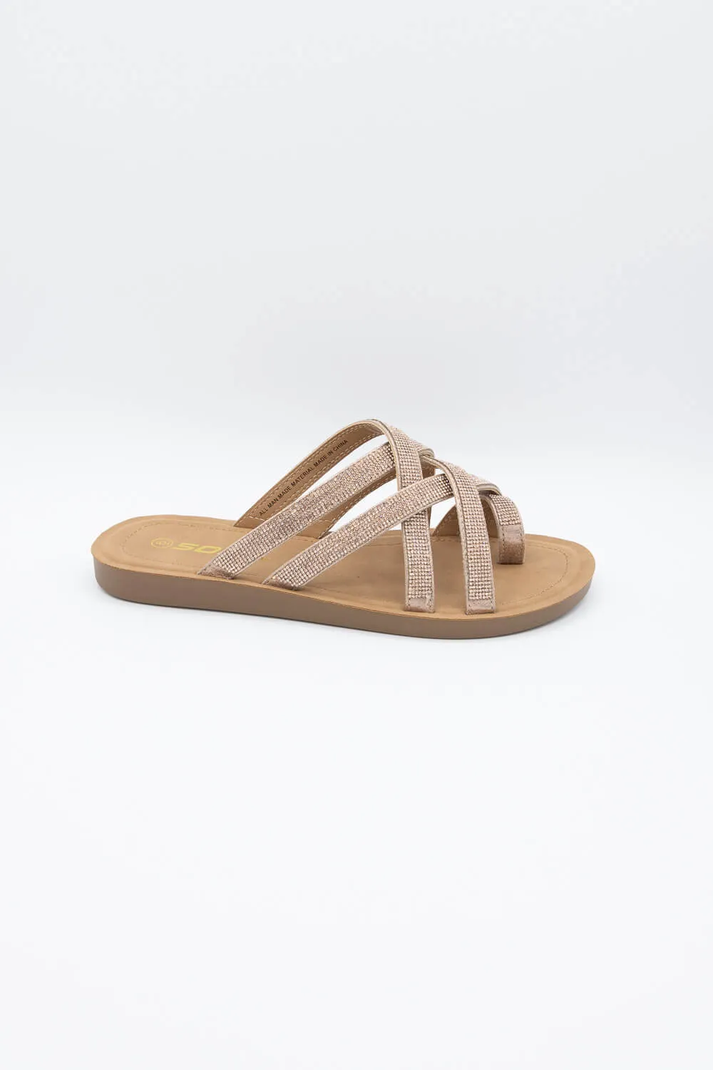 Soda Step Up Strappy Rhinestone Slides for Women in Brown | STEPUP-S PENNY sold by Glik’s product image thumbnail 3