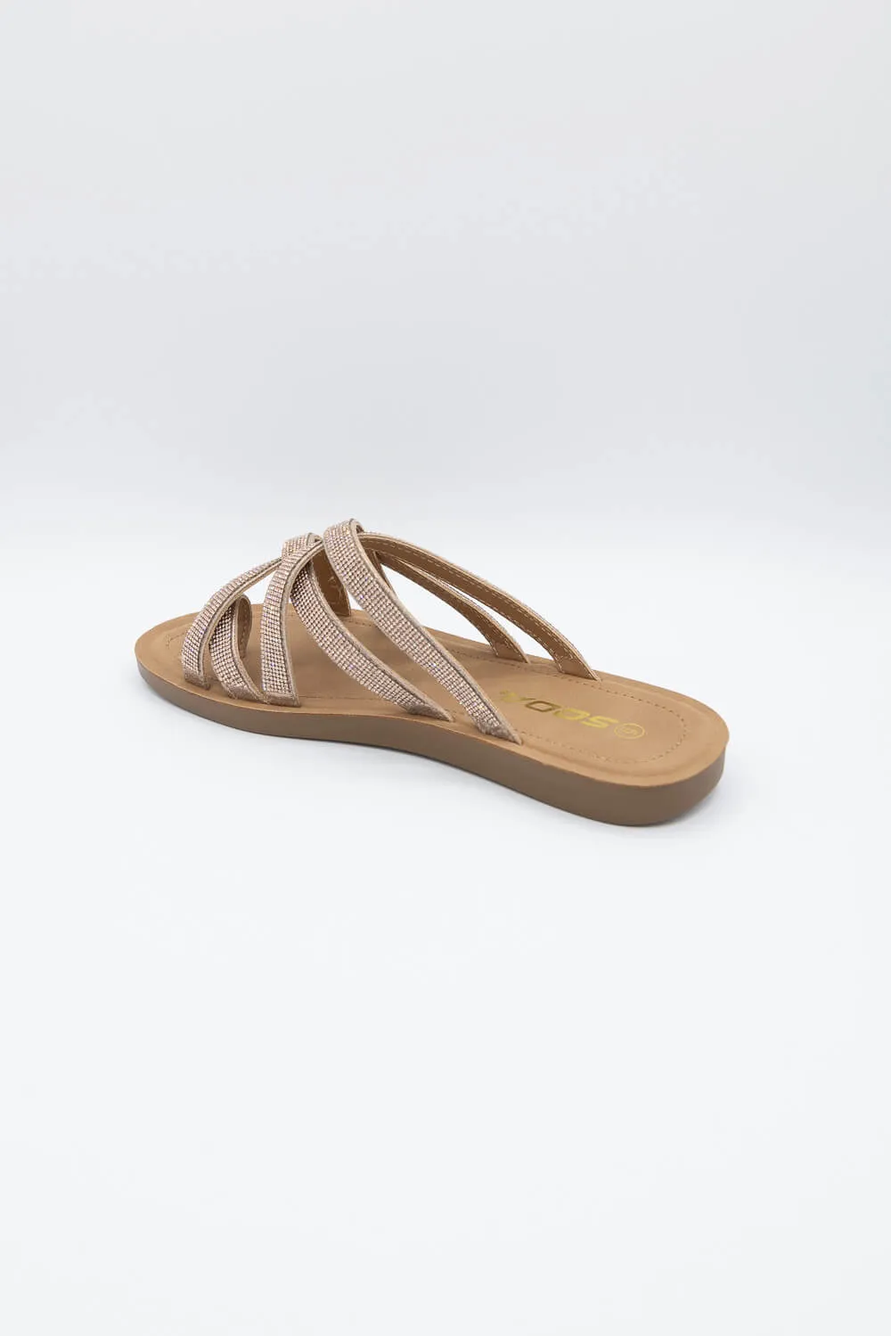 Soda Step Up Strappy Rhinestone Slides for Women in Brown | STEPUP-S PENNY sold by Glik’s product image thumbnail 4