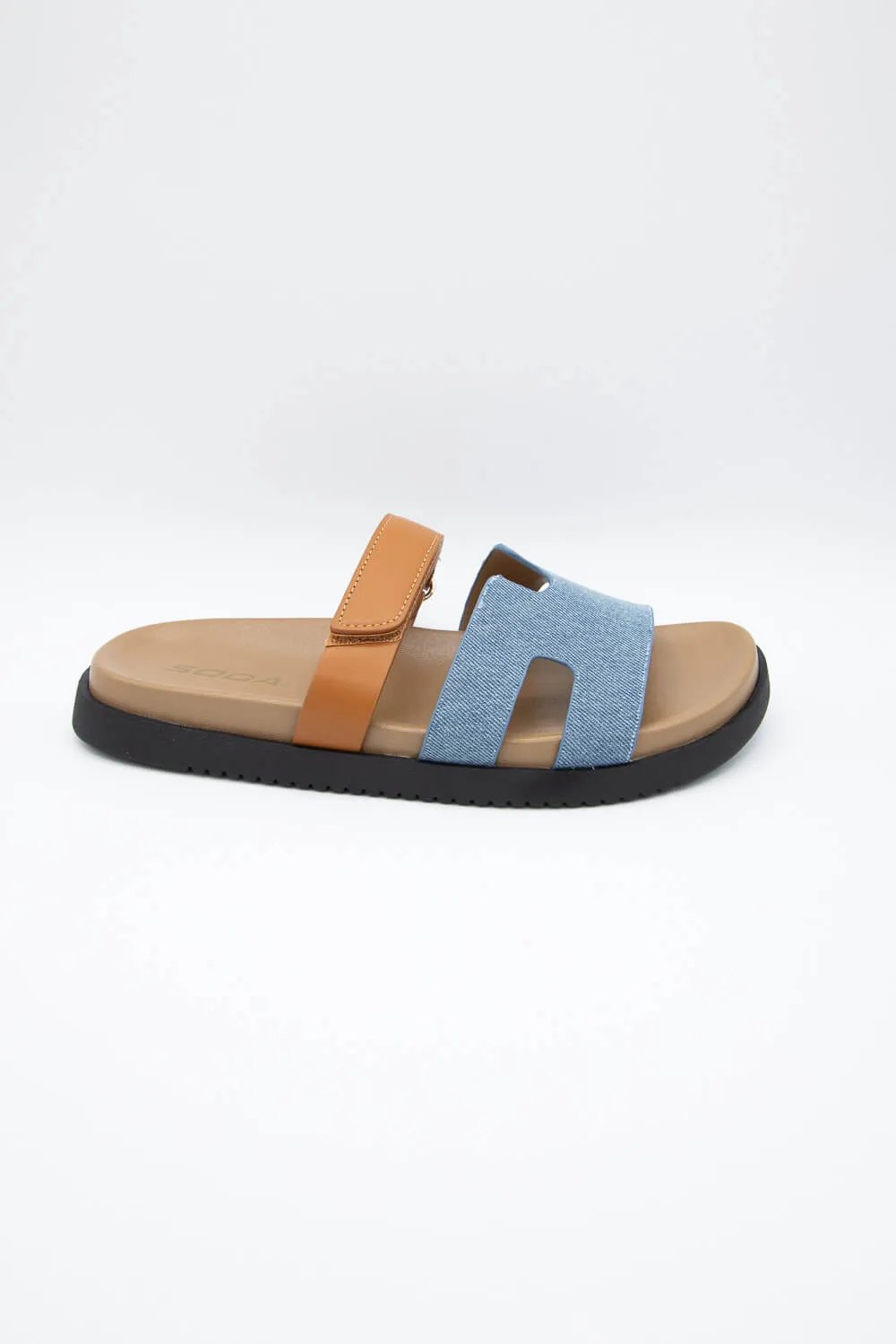 Soda Bianca Slide Denim Sandals for Women in Brown | BIANCA-S BLUE sold by Glik’s product image thumbnail 2