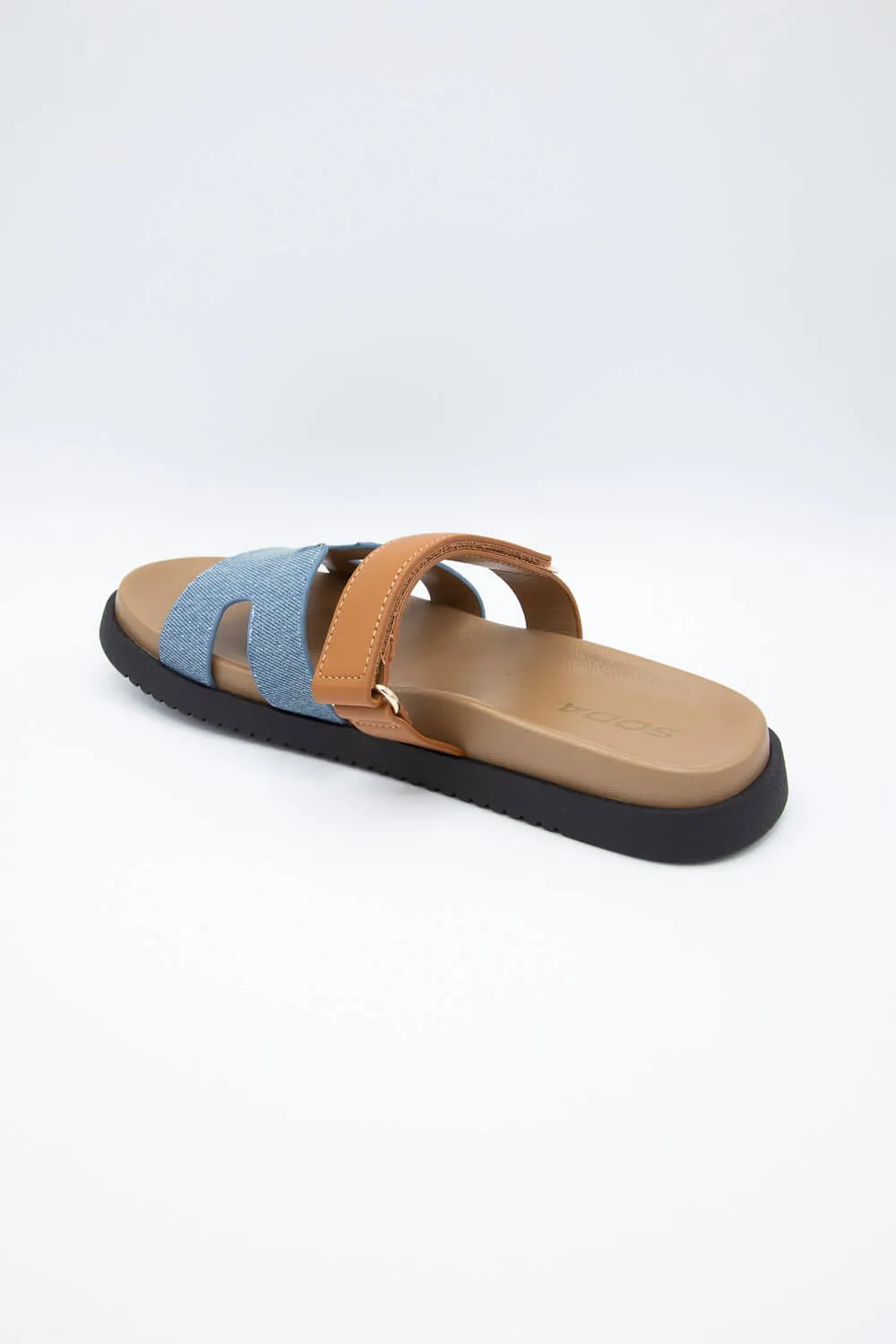 Soda Bianca Slide Denim Sandals for Women in Brown | BIANCA-S BLUE sold by Glik’s product image thumbnail 3