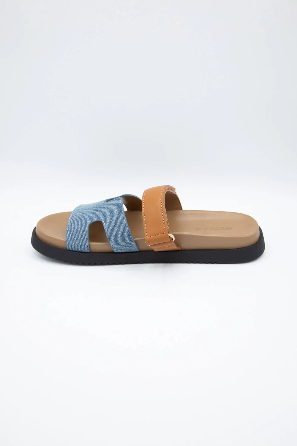 Soda Bianca Slide Denim Sandals for Women in Brown | BIANCA-S BLUE sold by Glik’s product image thumbnail 4