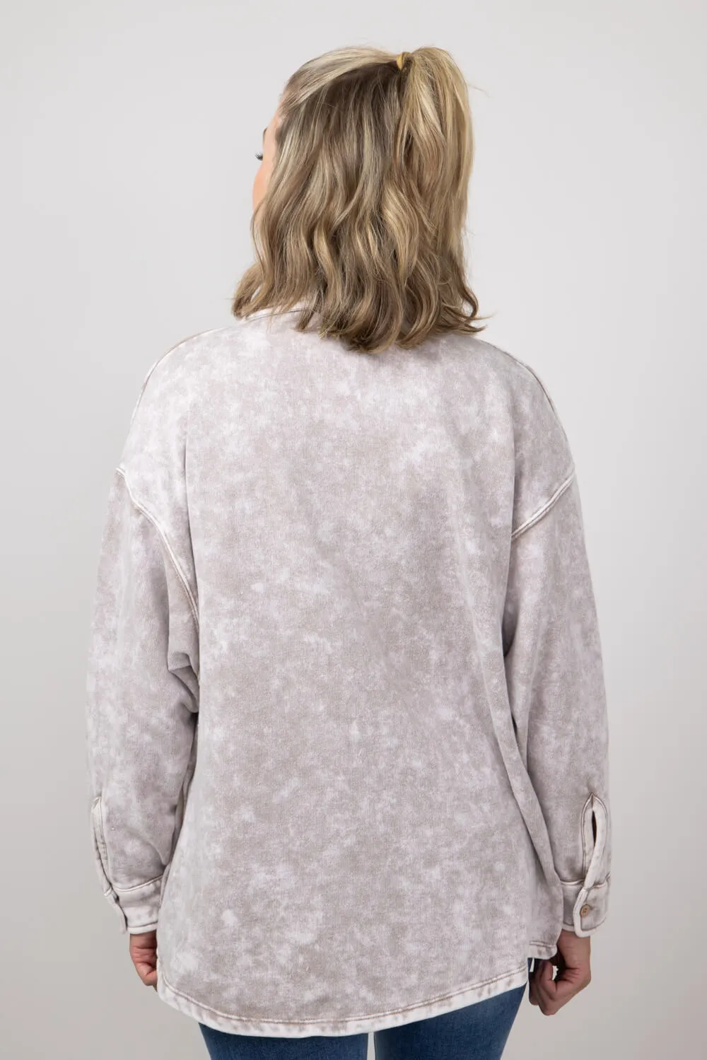 Simply Southern Solid Acid Wash Shacket for Women in Tan | PP-0224-SHKT-ACID-TAN sold by Glik’s product image thumbnail 2