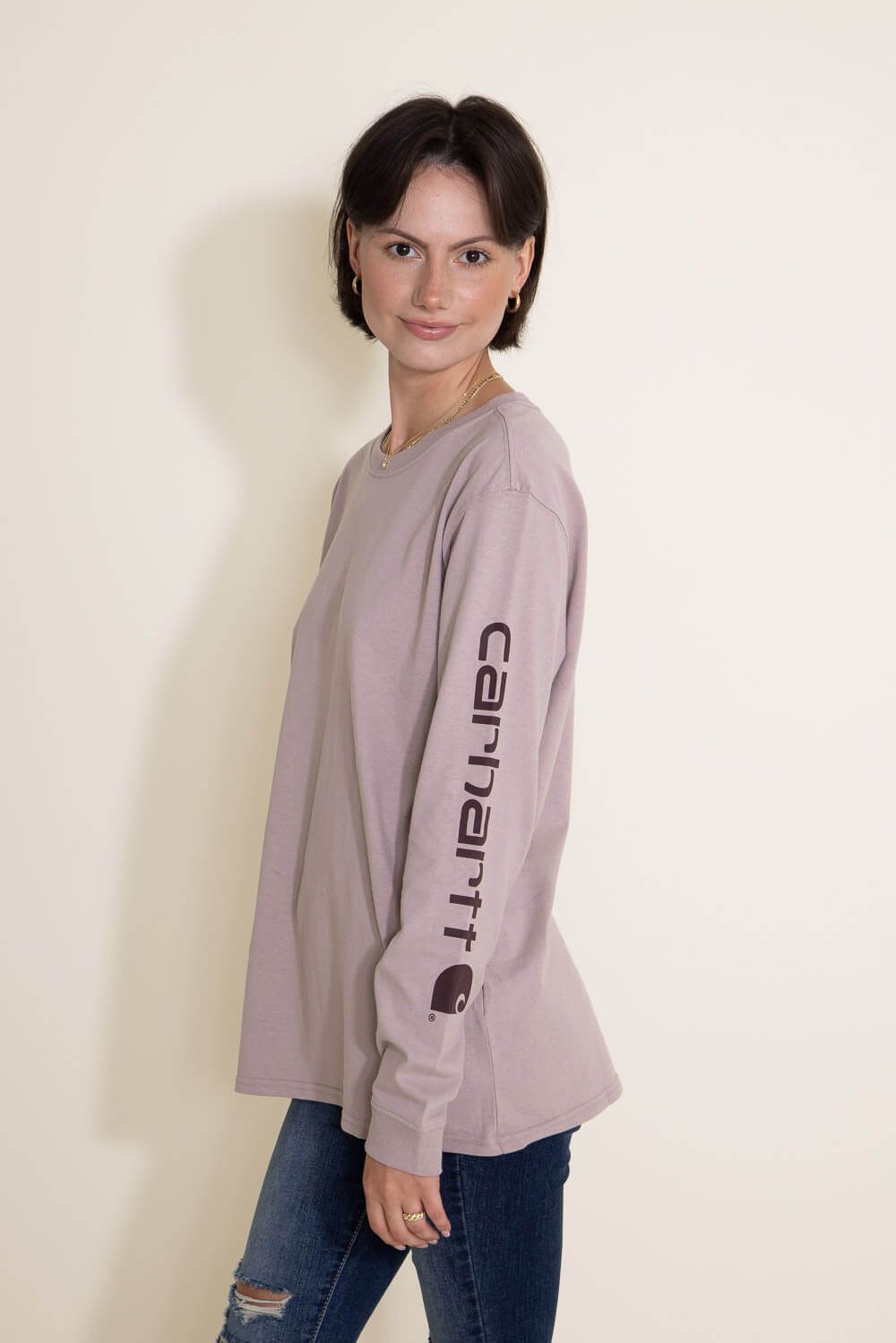 Carhartt Long Sleeve Logo T-Shirt for Women in Light Purple | 103401-V61 sold by Glik’s product image thumbnail 4