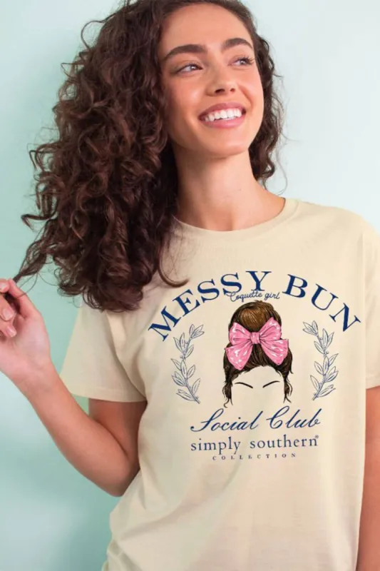Simply Southern Messy Bun T-Shirt for Women in Tan | SS-MESSYBUN-WISP sold by Glik’s
