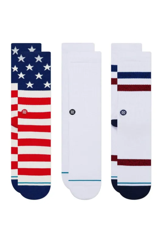 Stance The Americana 3 Pack Socks for Men in White | A556A21TA3-MUL sold by Glik’s