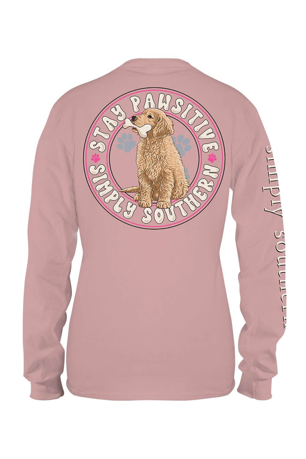 Simply Southern Youth Long Sleeve Stay Pawsitive T-Shirt for Girls in Mauve | YTH-LS-BONE-SUEDE sold by Glik’s product image thumbnail 3