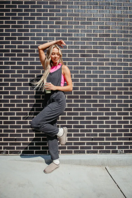 Harem Onesie Jumpsuit for Women in Charcoal | BJ6851SB-CHARCOAL sold by Glik’s