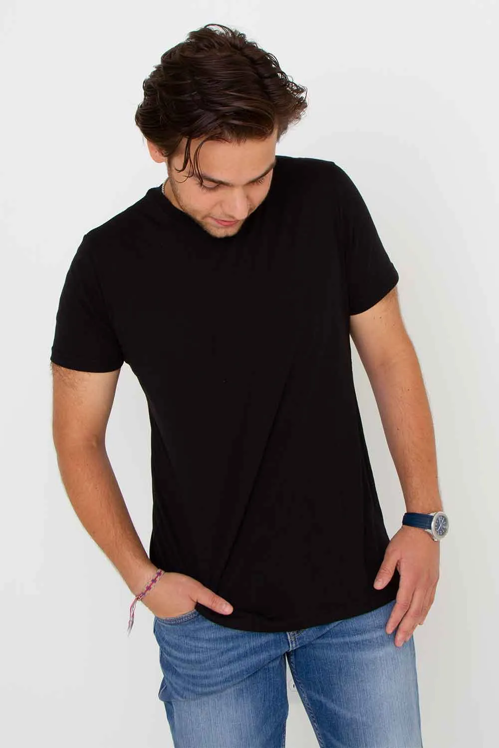 Basic Crewneck Tee for Men in True Black | 3750-TRUEBLACK sold by Glik’s