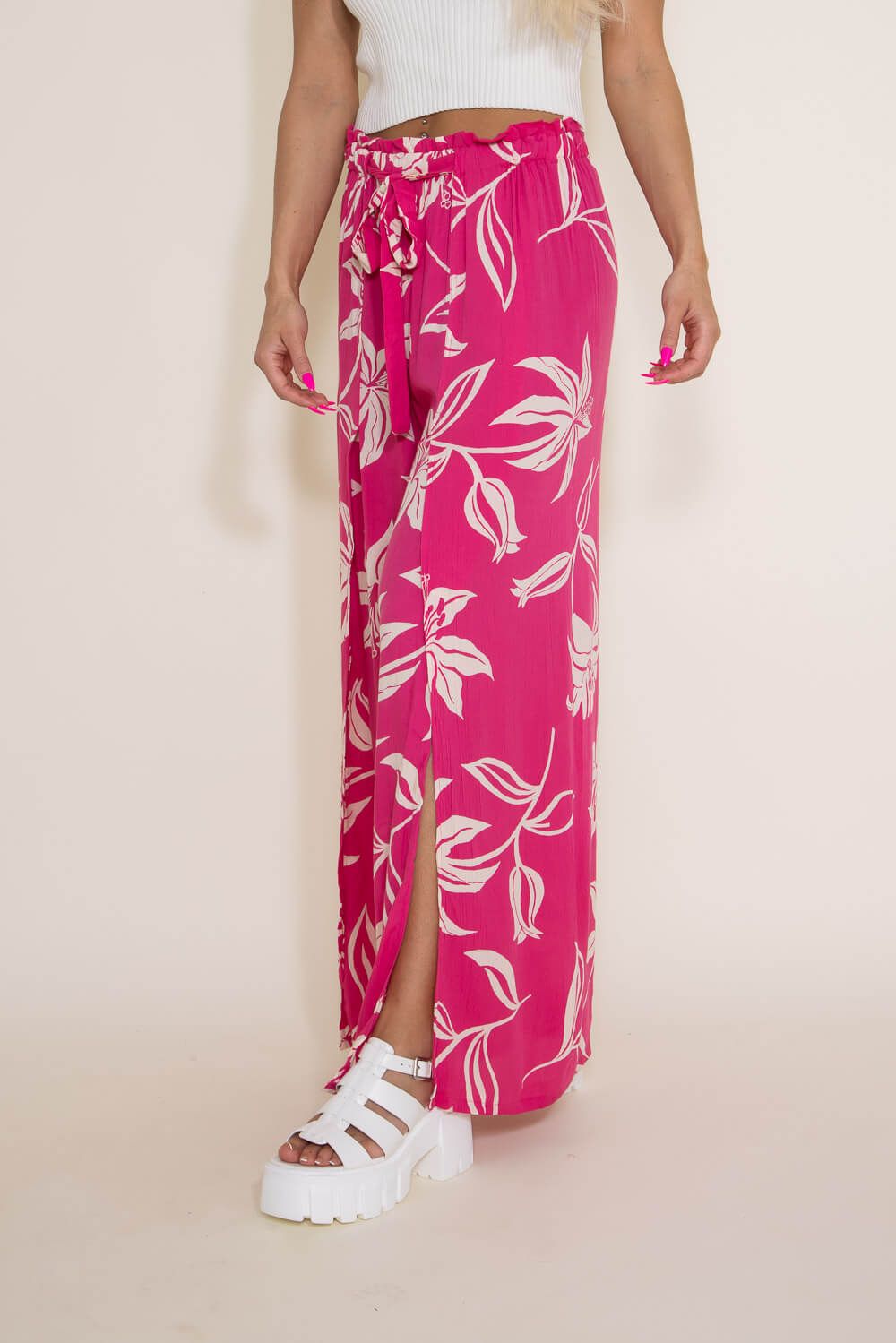 Angie Clothing Split Tropical Beach Pants for Women in Pink | 25P63W921-FUSCHIA sold by Glik’s product image thumbnail 5