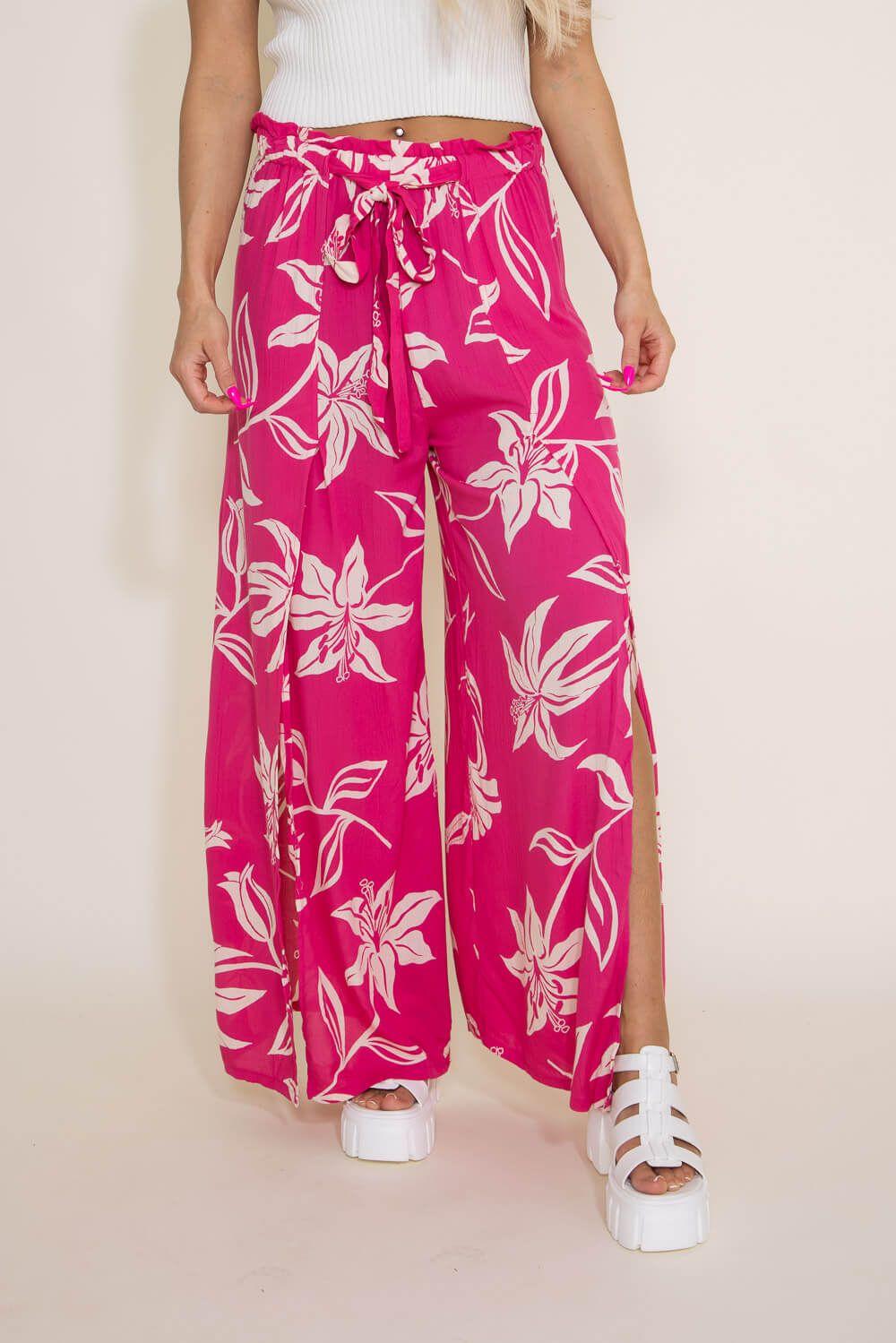 Angie Clothing Split Tropical Beach Pants for Women in Pink | 25P63W921-FUSCHIA sold by Glik’s product image thumbnail 2