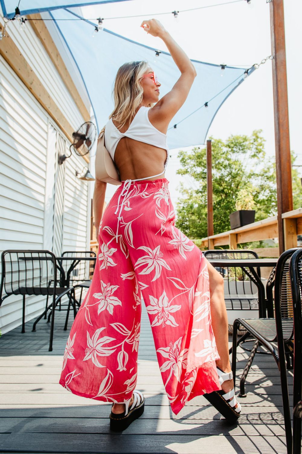 Angie Clothing Split Tropical Beach Pants for Women in Pink | 25P63W921-FUSCHIA sold by Glik’s