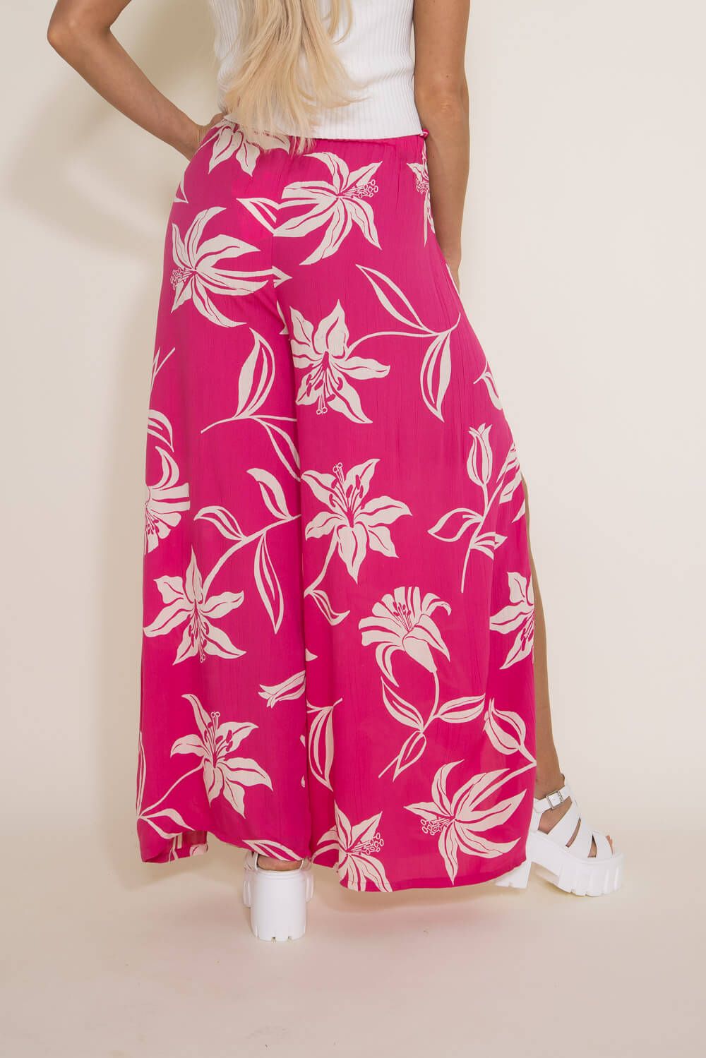 Angie Clothing Split Tropical Beach Pants for Women in Pink | 25P63W921-FUSCHIA sold by Glik’s product image thumbnail 3