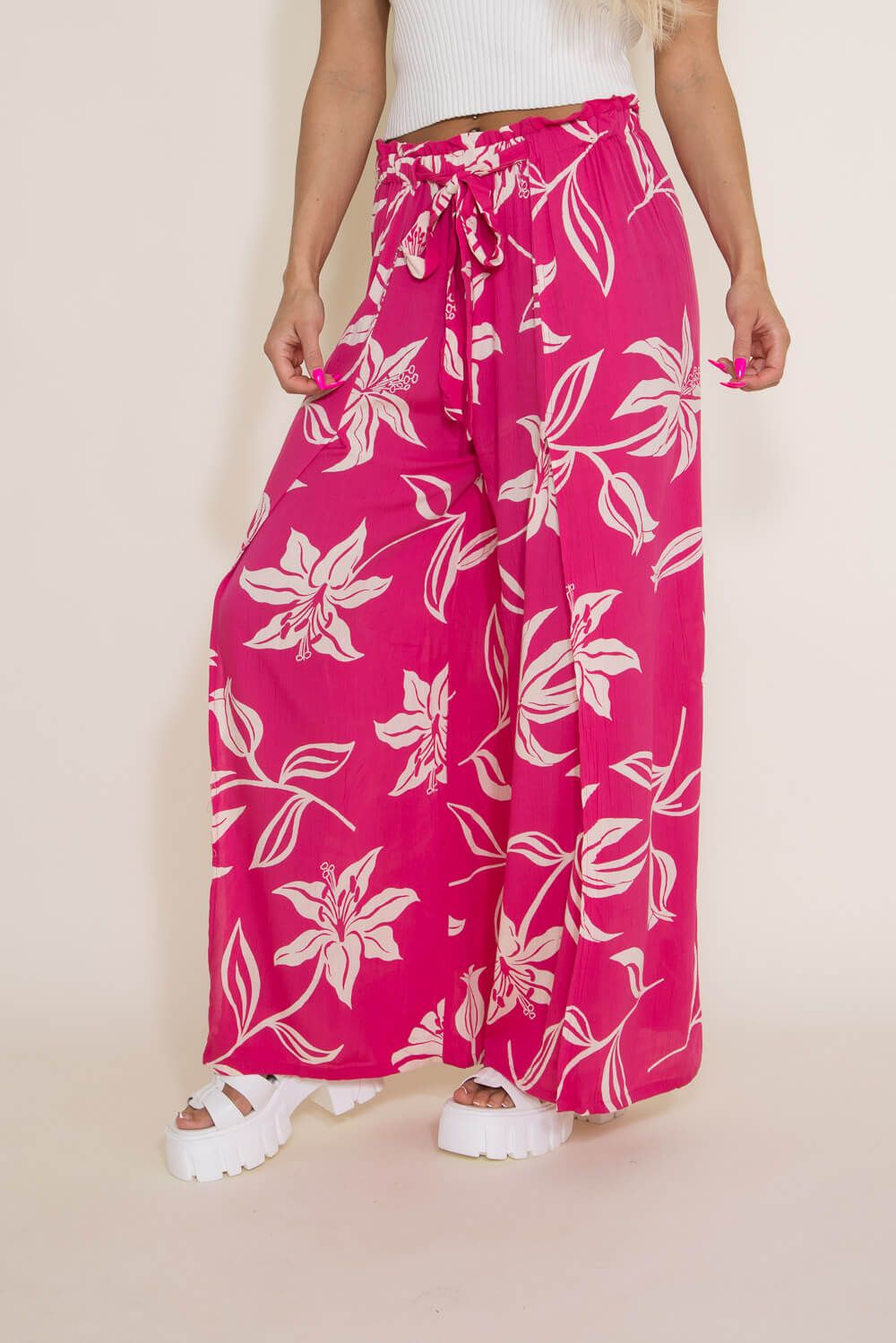 Angie Clothing Split Tropical Beach Pants for Women in Pink | 25P63W921-FUSCHIA sold by Glik’s product image thumbnail 4