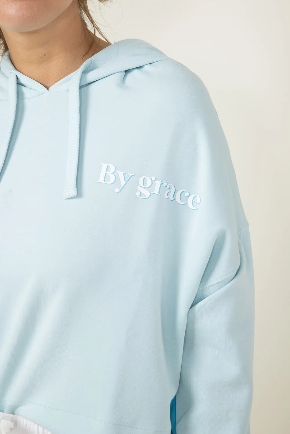 Simply Southern Color Block Through Faith Cropped Hoodie for Women in Blue | PP-0124-HD-CLRBLK-FAITH sold by Glik’s product image thumbnail 3