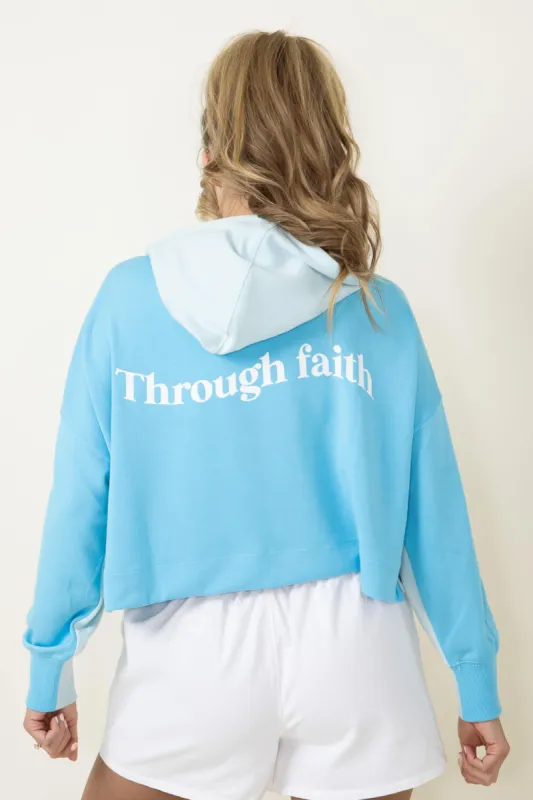 Simply Southern Color Block Through Faith Cropped Hoodie for Women in Blue | PP-0124-HD-CLRBLK-FAITH sold by Glik’s