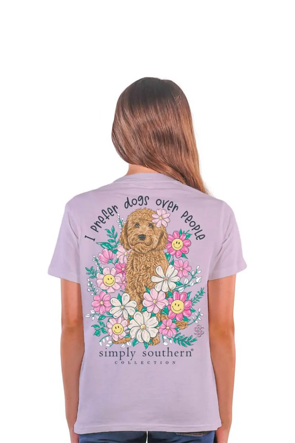 Simply Southern Youth Dogs Over People T-Shirt for Girls in Purple | YTH-SS-PREFER-ASTER sold by Glik’s