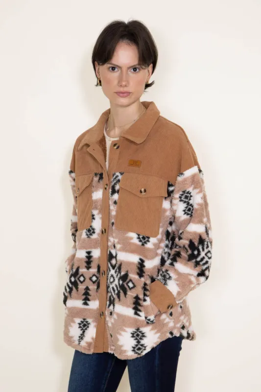 Simply Southern Fuzzy Corduroy Shacket with Pockets for Women in Brown | PP-0223-FUZZYCORDY-SHKT-BRGEO sold by Glik’s