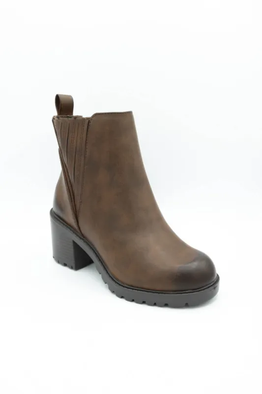 Soda Wisely Lug Booties for Women in Brown | WISELY-S BROWN sold by Glik’s