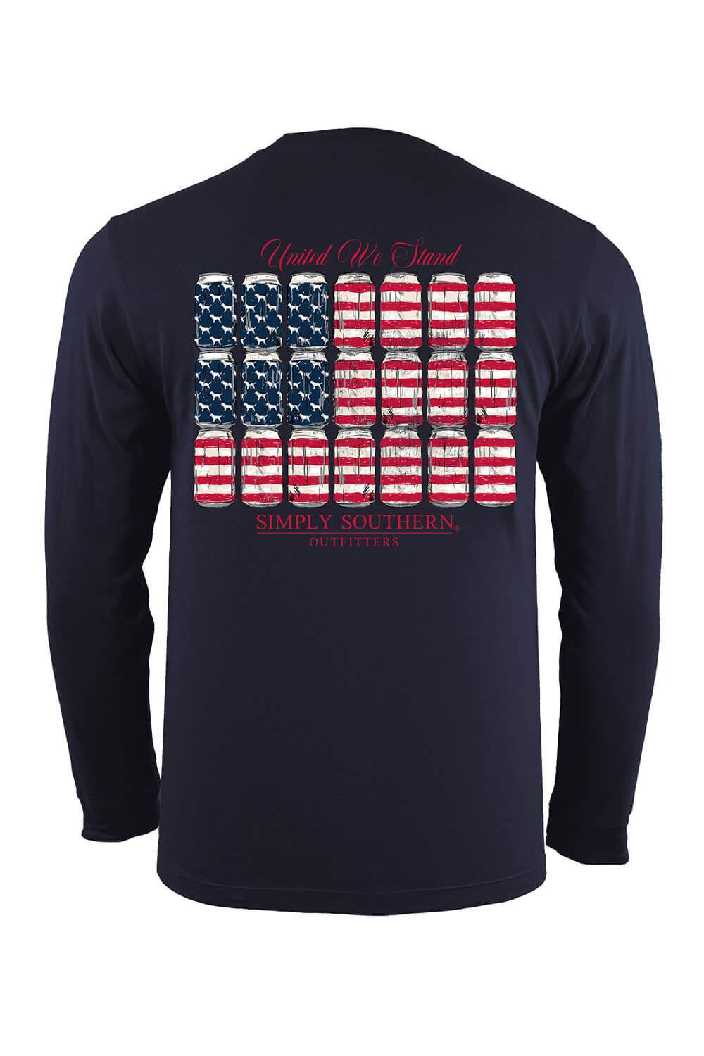 Simply Southern Long Sleeve USA Flag Cans Untied T-Shirt for Men in Blue | ULS-UNITED-NIGHTSKY sold by Glik’s product image thumbnail 3