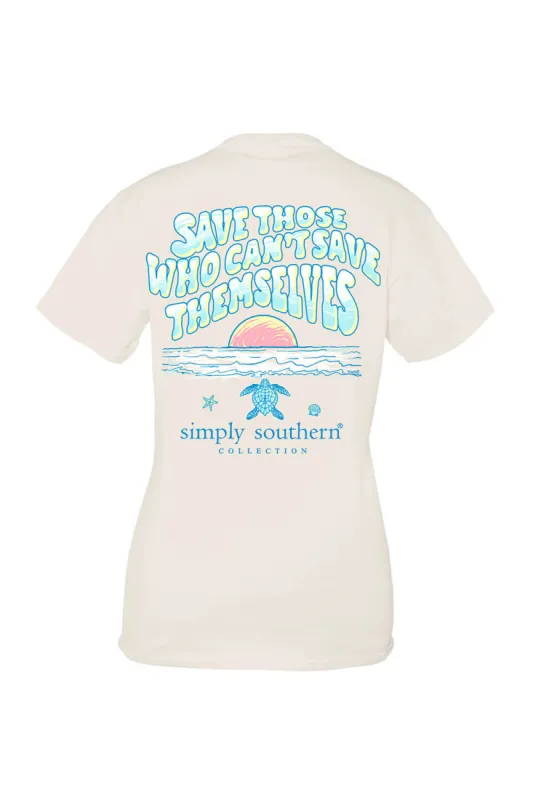 Simply Southern Plus Size Save Those Turtle Tracking T-Shirt for Women in Ivory | EXT-TRACK-SS-SUNSET-WISP sold by Glik’s