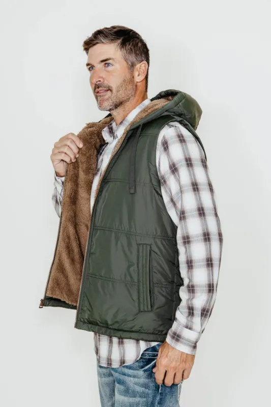 Weatherproof Vintage Sherpa Lined Puffer Vest for Men in Deep Olive | F2370383GK-DEEPOLIVE sold by Glik’s