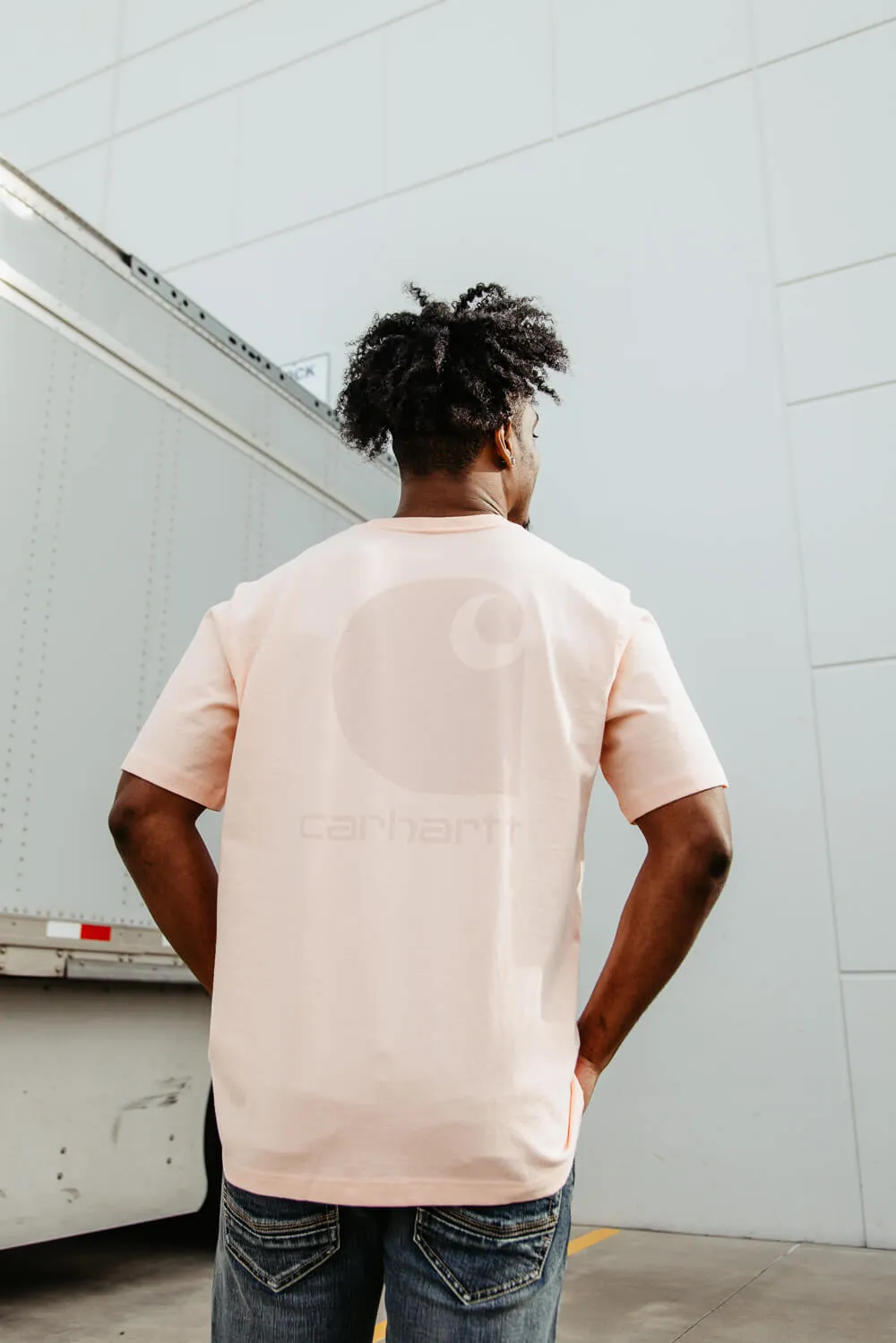 Carhartt Relaxed Fit Heavyweight Pocket C Graphic T-Shirt for Men in Peach Orange | 106149-Q74-TROPICALPEACH sold by Glik’s