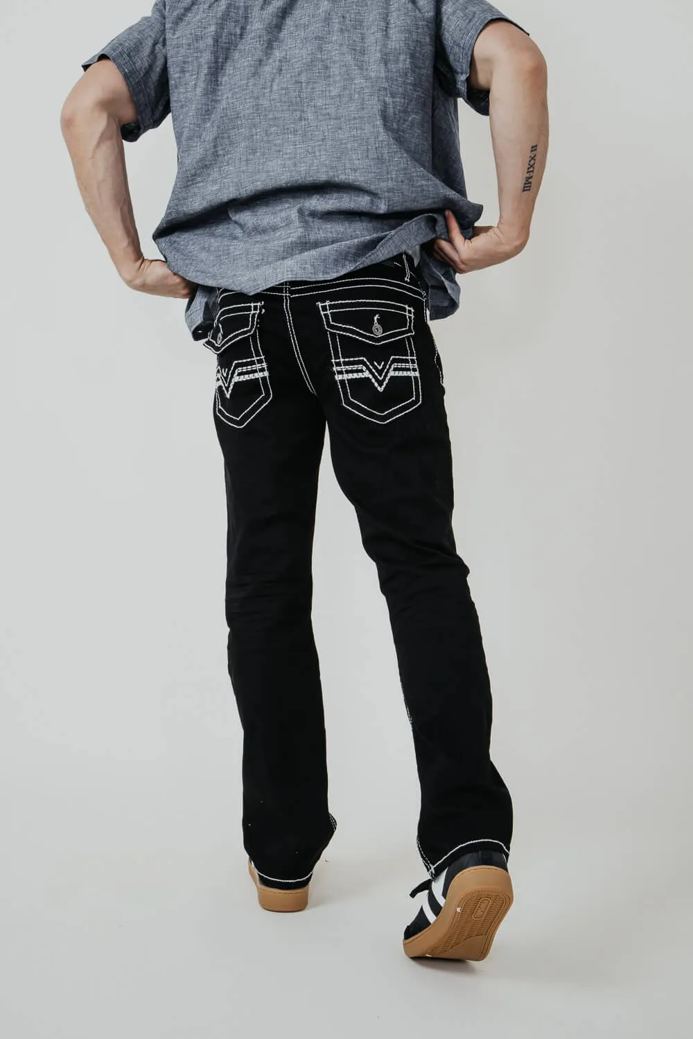 True Luck Blake Bootcut Jeans for Men in Black | TL16350002-BLACK sold by Glik’s