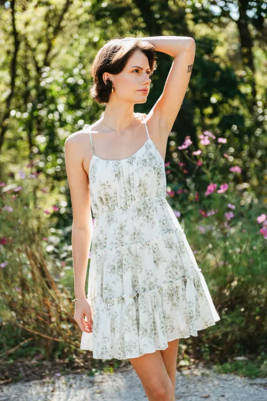 Tiered Floral Mini Dress for Women in Olive | CR1956C-OLIVE sold by Glik’s