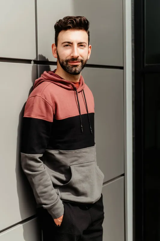 1897 Active Colorblock Hoodie for Men in Maroon | MJ506-BRICK sold by Glik’s