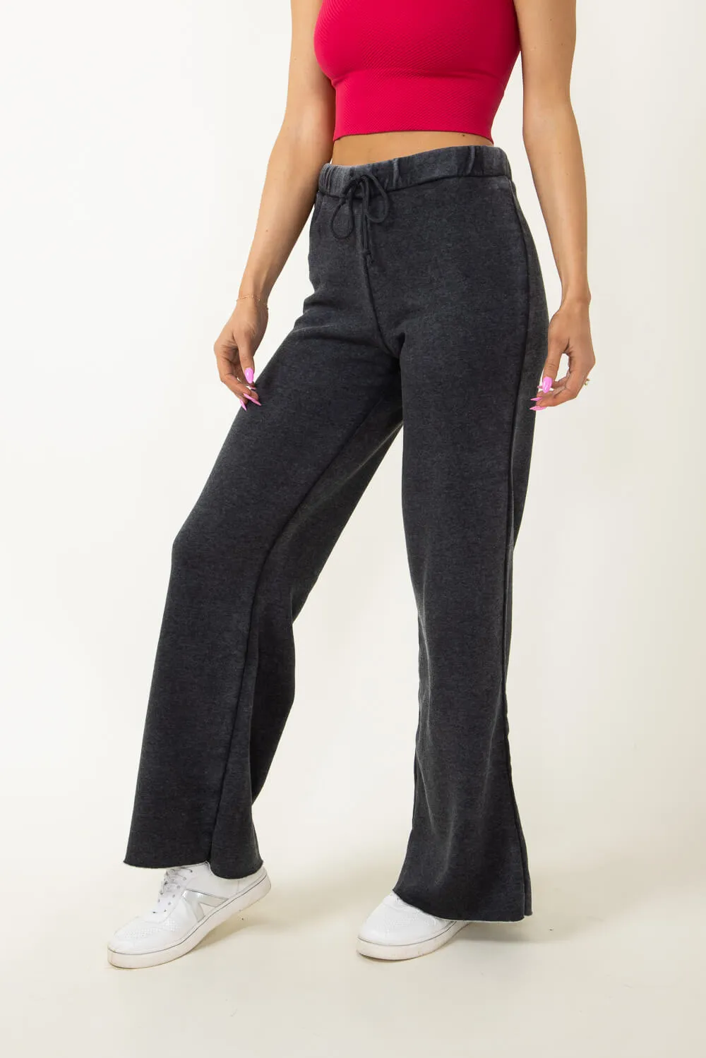 Super Soft Wide Leg Sweatpants for Women in Black | DZ24A446-BLACK sold by Glik’s product image thumbnail 5