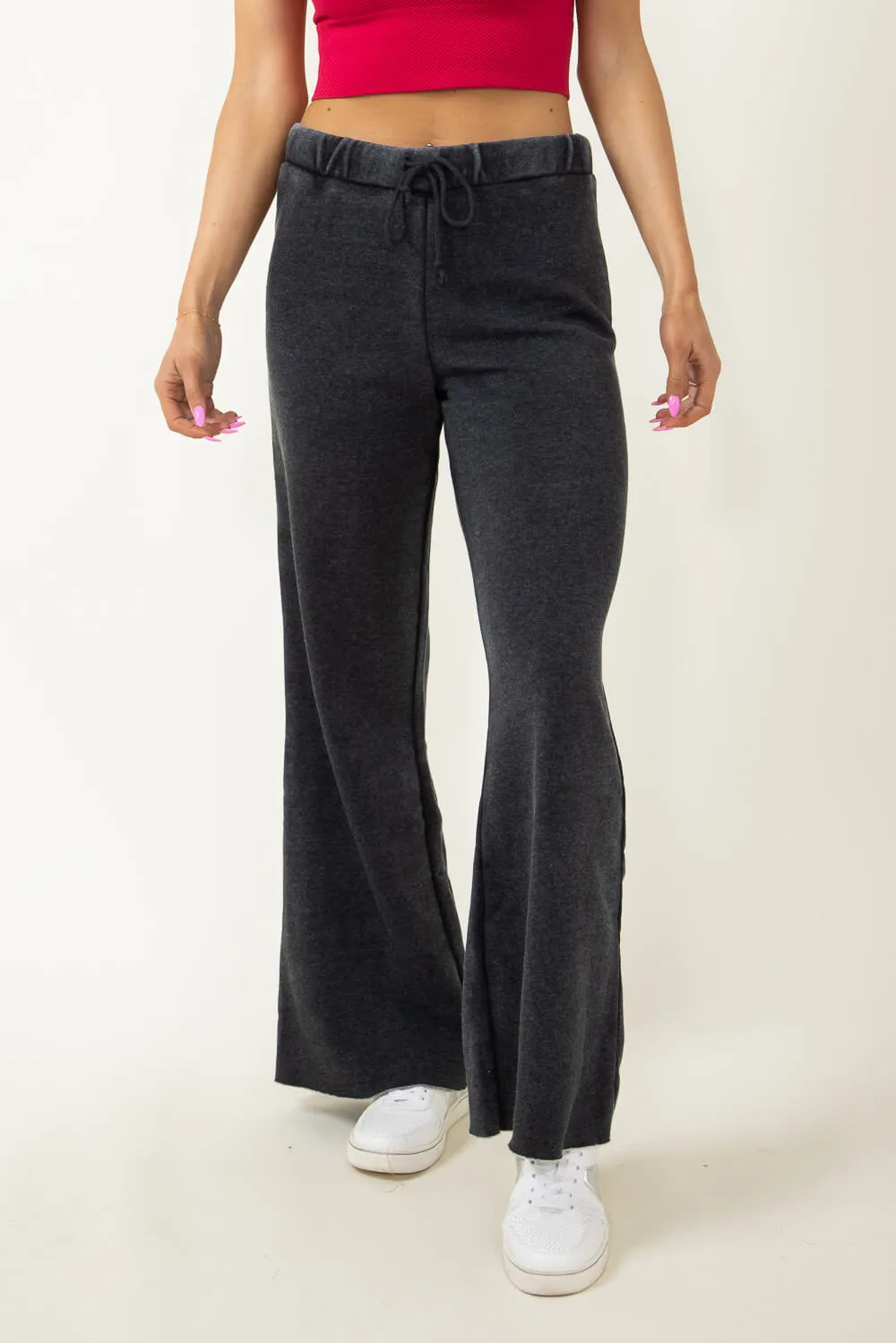Super Soft Wide Leg Sweatpants for Women in Black | DZ24A446-BLACK sold by Glik’s product image thumbnail 3