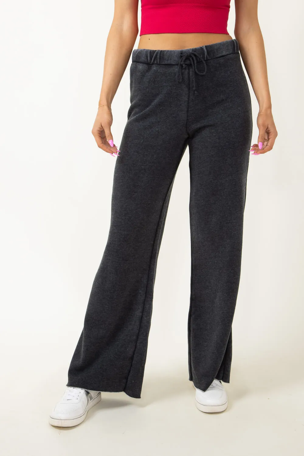 Super Soft Wide Leg Sweatpants for Women in Black | DZ24A446-BLACK sold by Glik’s