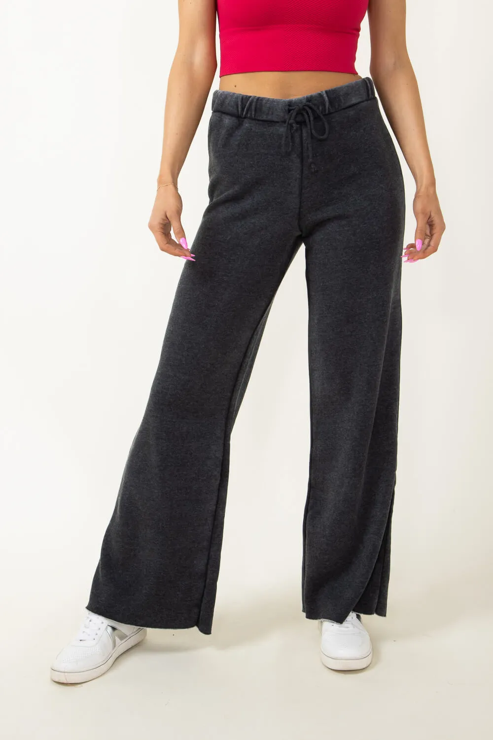 Super Soft Wide Leg Sweatpants for Women in Black | DZ24A446-BLACK sold by Glik’s product image thumbnail 4