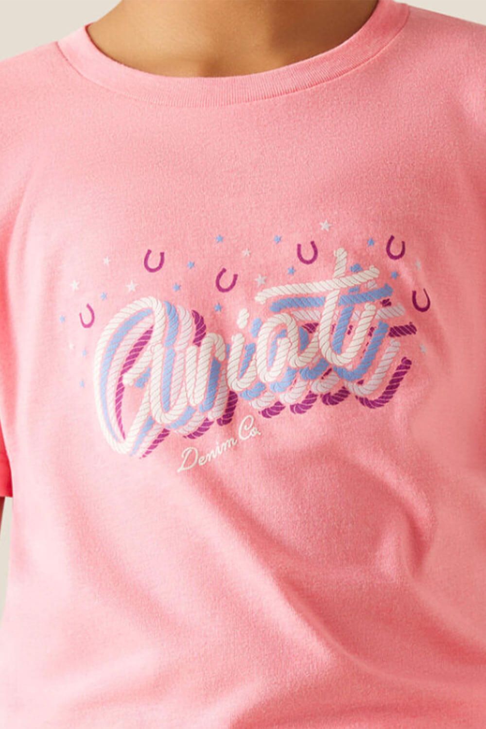 Ariat Youth Rainbow Script T-Shirt for Girls in Pink | 10047907-PNK sold by Glik’s product image thumbnail 2