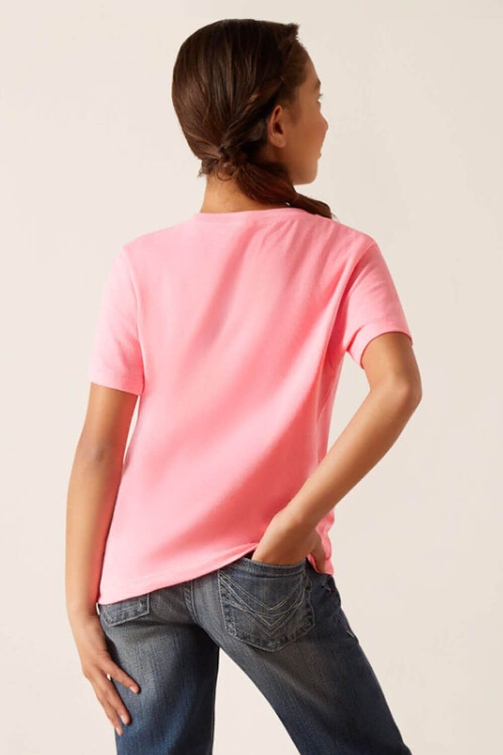 Ariat Youth Rainbow Script T-Shirt for Girls in Pink | 10047907-PNK sold by Glik’s product image thumbnail 3