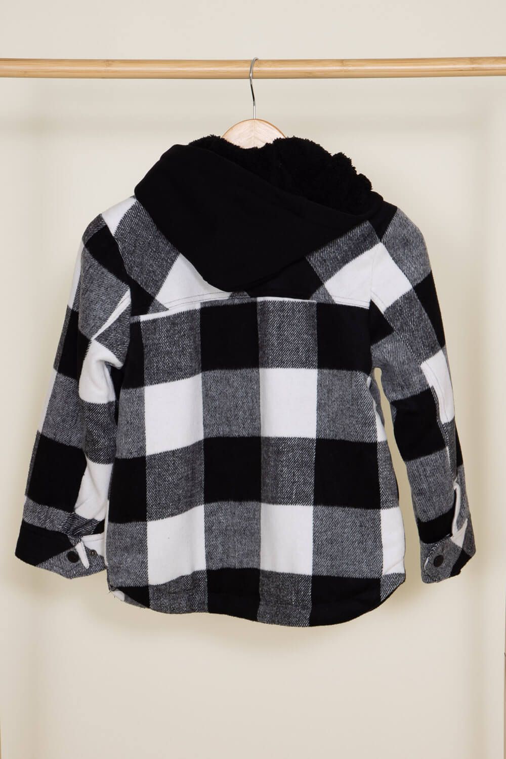 Youth Sherpa Lined Plaid Shacket for Girls in Black/White | 6255ABW sold by Glik’s product image thumbnail 2