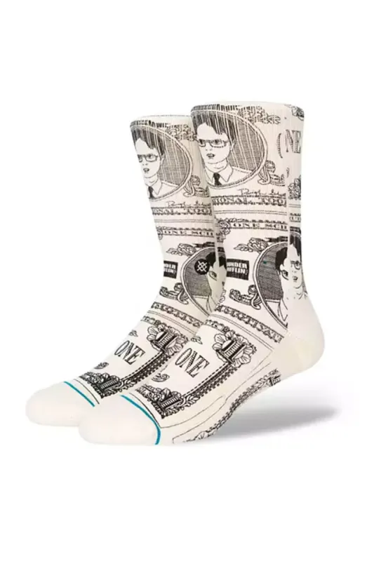 Stance Schrute Bucks Crew Socks for Men in Off White | A556D22SCH-OFW sold by Glik’s