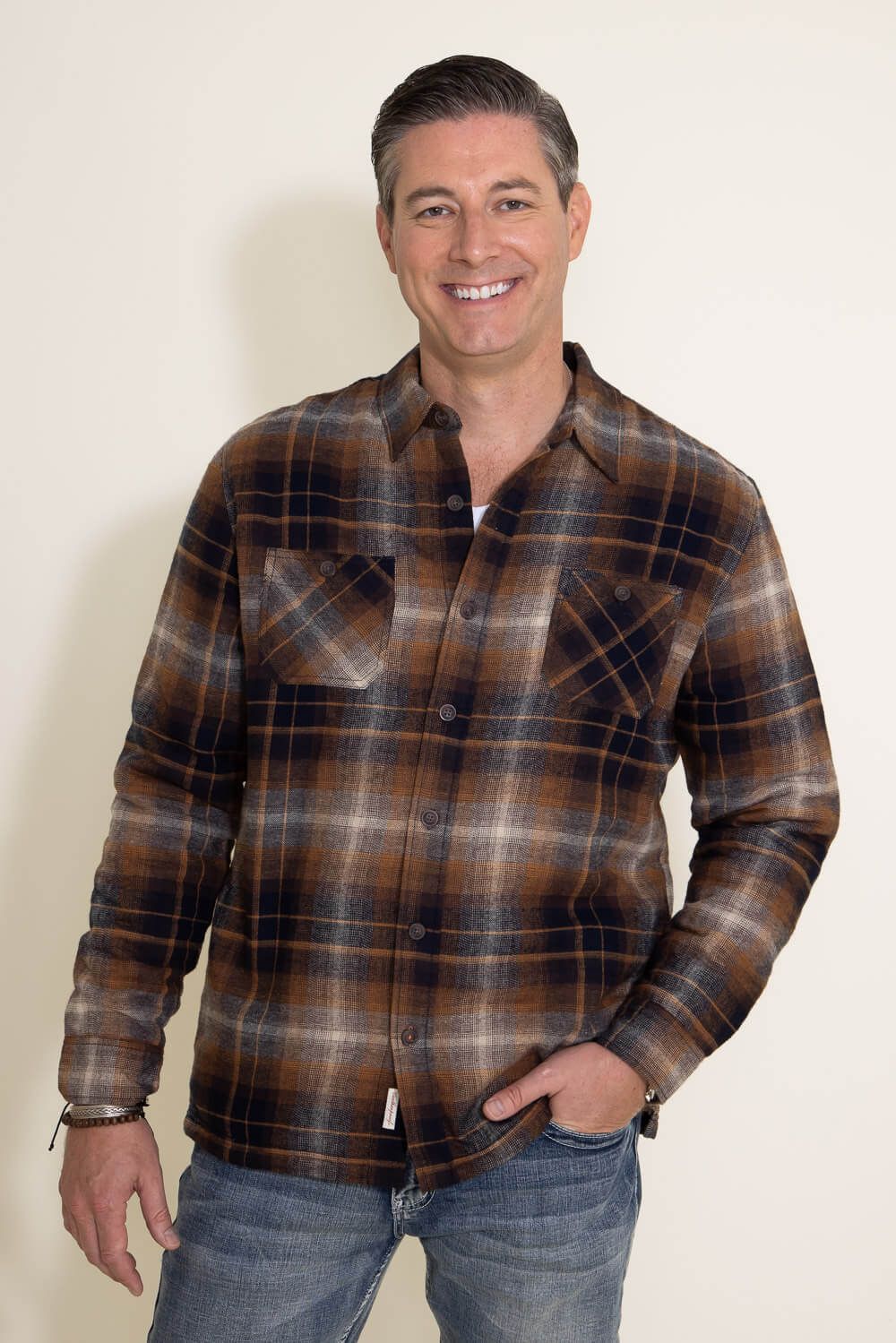 Weatherproof Vintage Sherpa Lined Shirt Jacket for Men in Multi Orange | F235441GK-CHILIOIL sold by Glik’s product image thumbnail 3