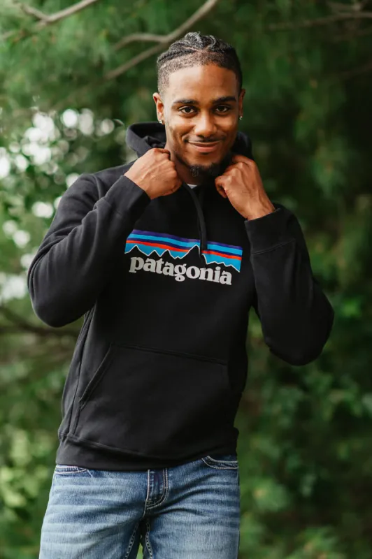 Patagonia Men’s P-6 Logo Uprisal Hoodie in Black | 39622-BLK sold by Glik’s