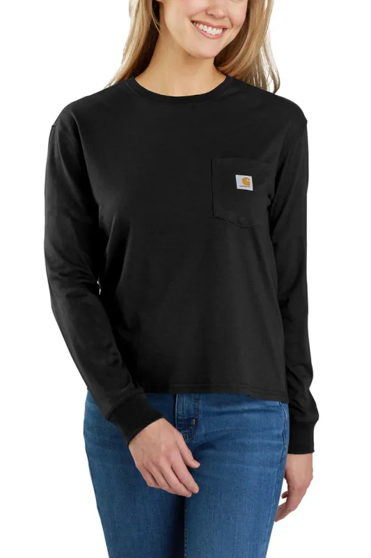 Carhartt Lightweight Pocket Long Sleeve T-Shirt for Women in Black | 106121-N04 sold by Glik’s