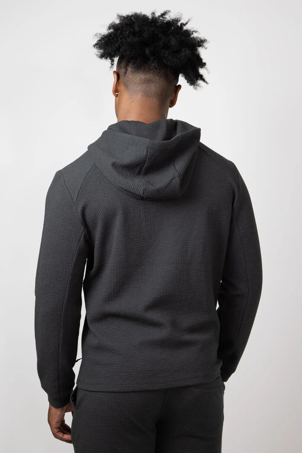 1897 Active Diamond Weave Hoodie for Men in Charcoal | MJ895-CHARCOAL sold by Glik’s product image thumbnail 3
