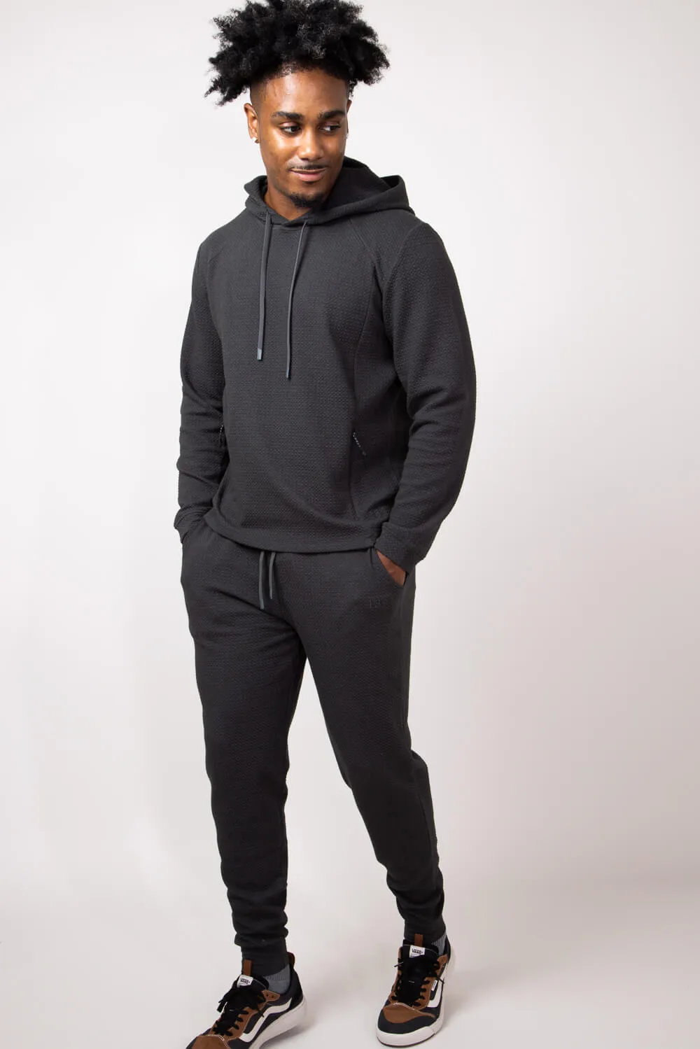 1897 Active Diamond Weave Hoodie for Men in Charcoal | MJ895-CHARCOAL sold by Glik’s product image thumbnail 2
