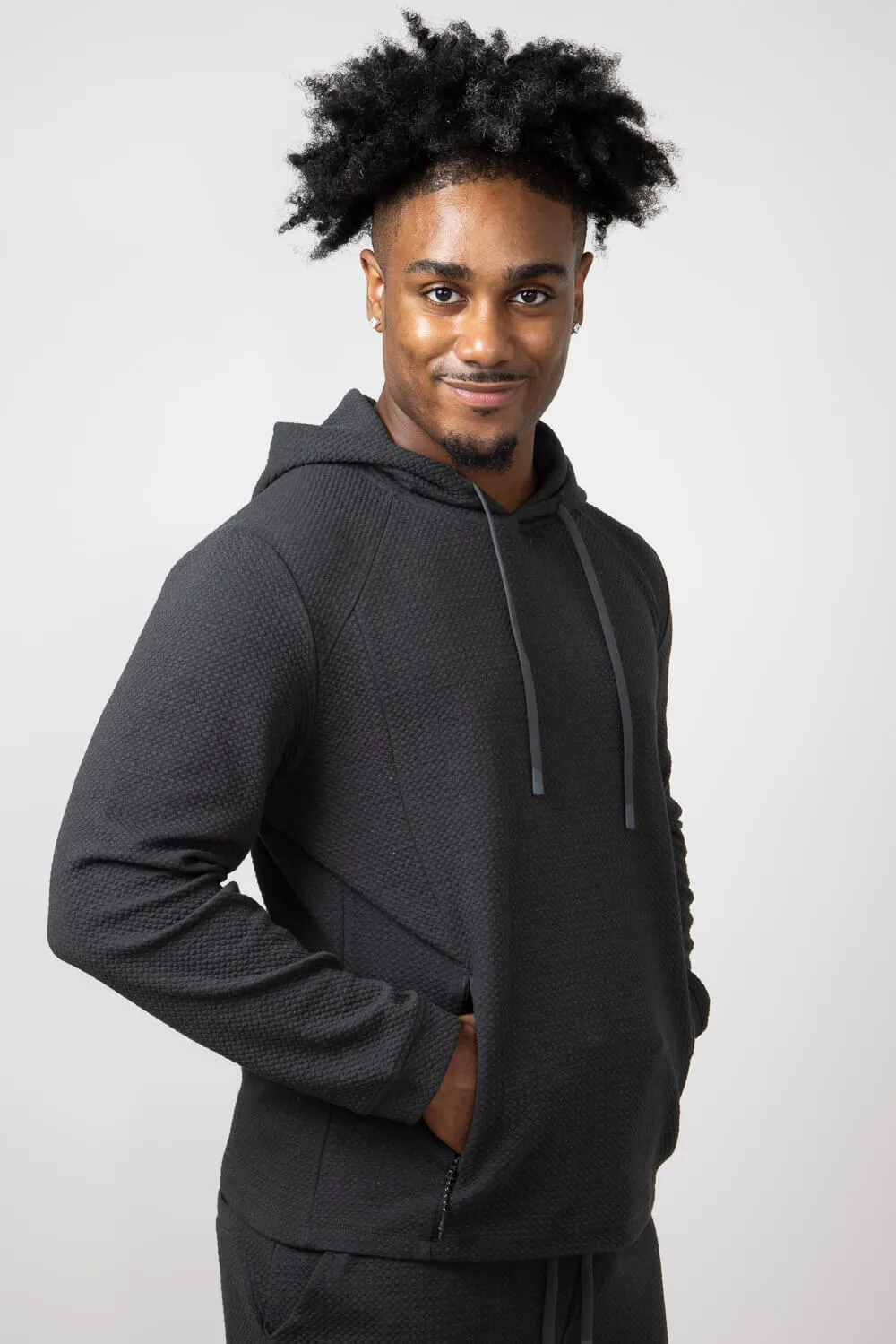 1897 Active Diamond Weave Hoodie for Men in Charcoal | MJ895-CHARCOAL sold by Glik’s product image thumbnail 4